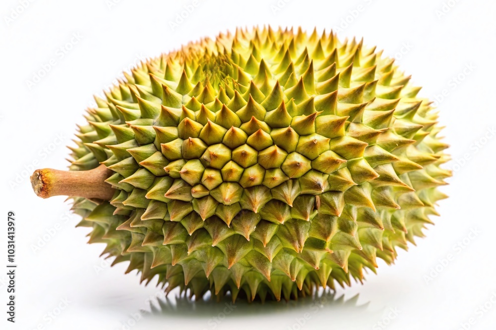 Fresh Durian on White Background for Culinary and Tropical Themes Fresh Durian on White Background for Culinary and Tropical Themes