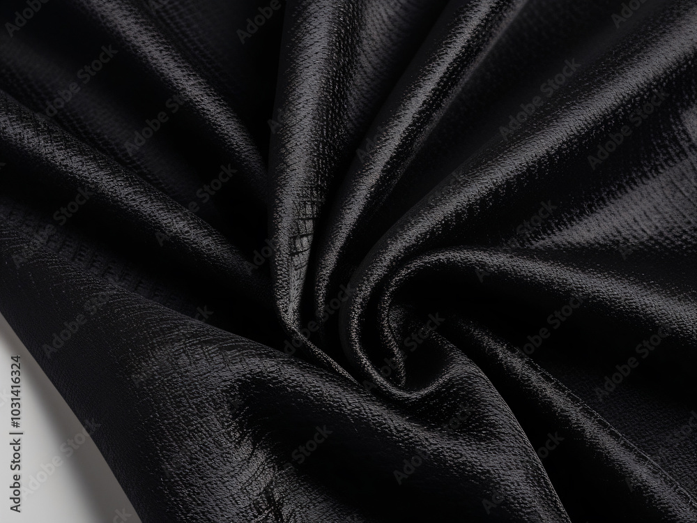 The black silk material is delicate and finely woven. The black silk material is delicate and finely woven.