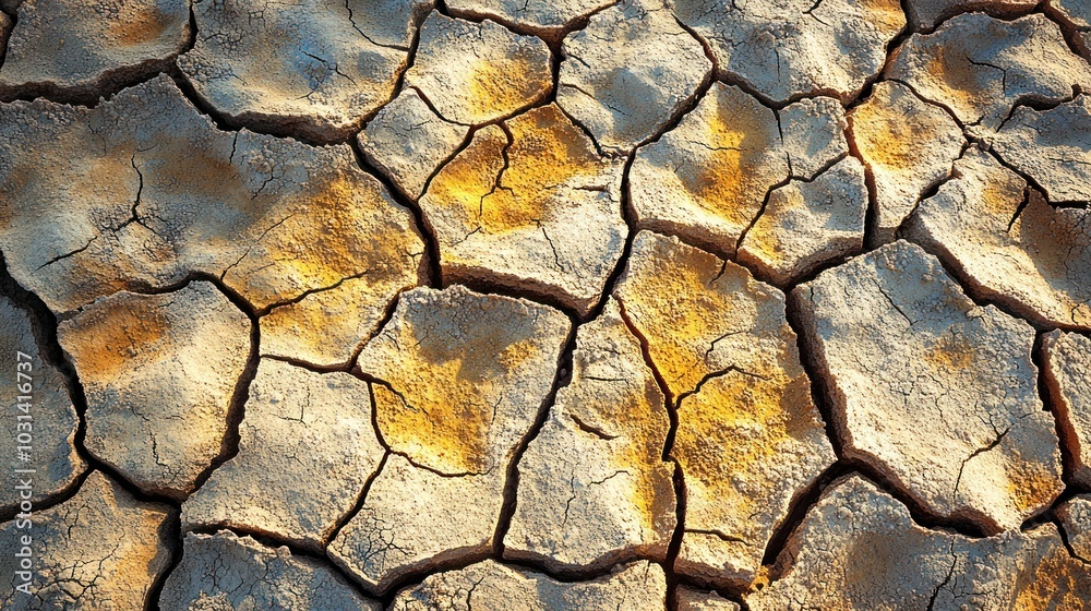 Dry, cracked earth surface showcasing drought effects. Dry, cracked earth surface showcasing drought effects.