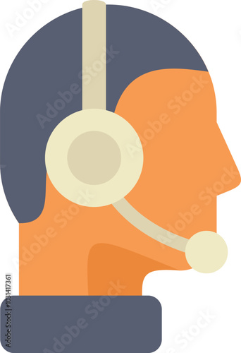 Call center operator wearing headset working in customer service or telemarketing