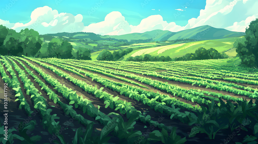 Green Vegetable Fields cartoon Green Vegetable Fields cartoon
