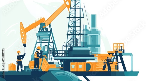 Wallpaper Mural Oil Rig Workers Inspecting Equipment, Ensuring Efficient Production and Safety Torontodigital.ca