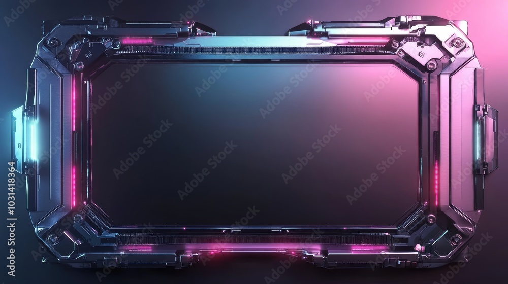 Obraz premium Futuristic Sci Fi Frame with Neon Lights