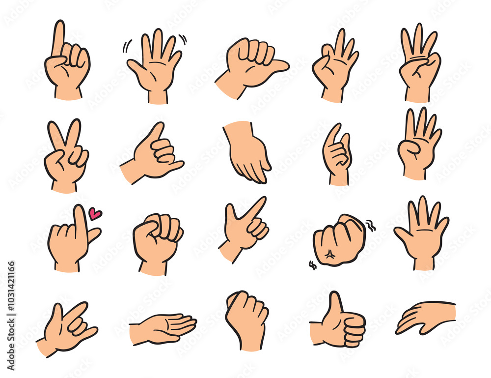 Fototapeta premium Doodle Set of Hand Gesture