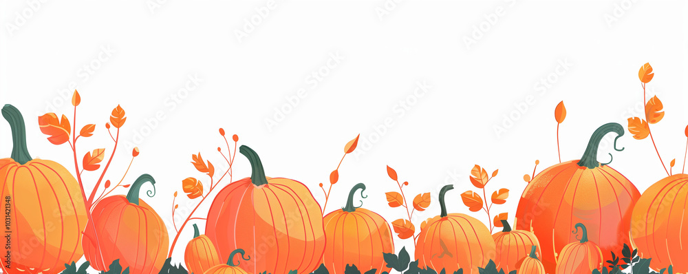 Pumpkins and gourds: a simple vector banner background with copy space