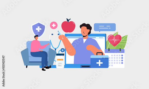 Telemedicine concept vector illustration. Doctor concept