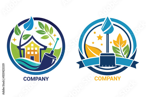 Versatile vector for professional cleaning company logo. Customize and scale for branding. High-quality for crisp images. Perfect for business cards, websites, and more. photo