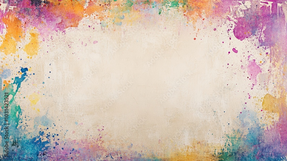 Fototapeta premium Vibrant paint splatters abstract art, a colorful and textured background