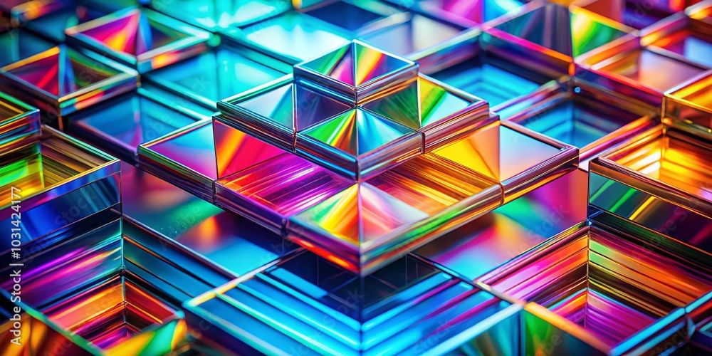 Futuristic Holographic Rainbow Gradient Geometric Background for Abstract Design and Poster Creation