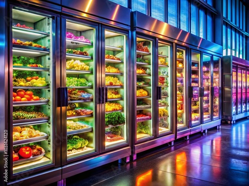 Wallpaper Mural Futuristic High-Tech Vending Machine with Automated Meal Preparation and Neon Accents Torontodigital.ca