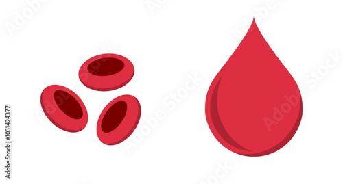 Red blood cells and blood droplet.