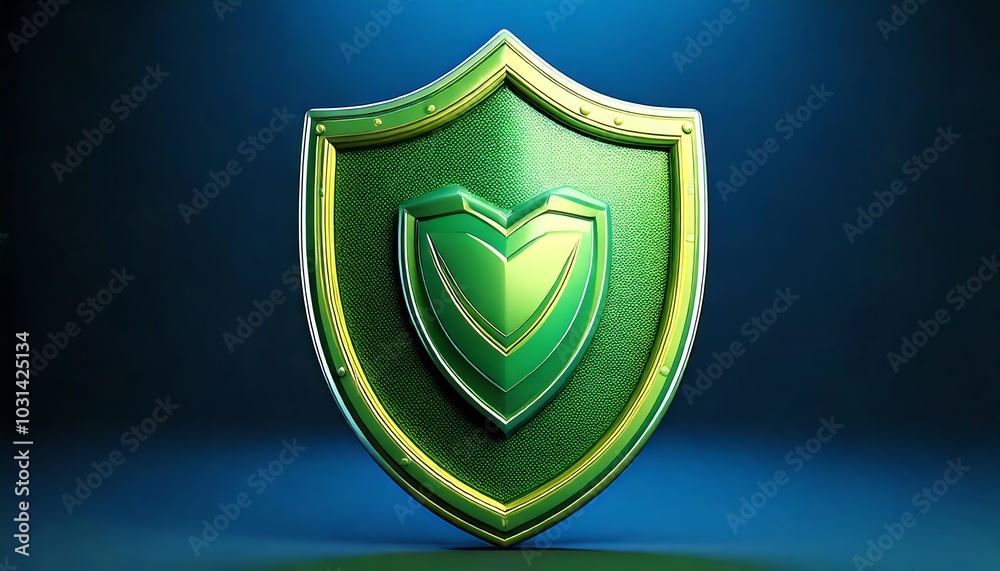 A shiny green shield with a heart emblem, symbolizing protection and security against threats or vulnerabilities. A shiny green shield with a heart emblem, symbolizing protection and security against threats or vulnerabilities.