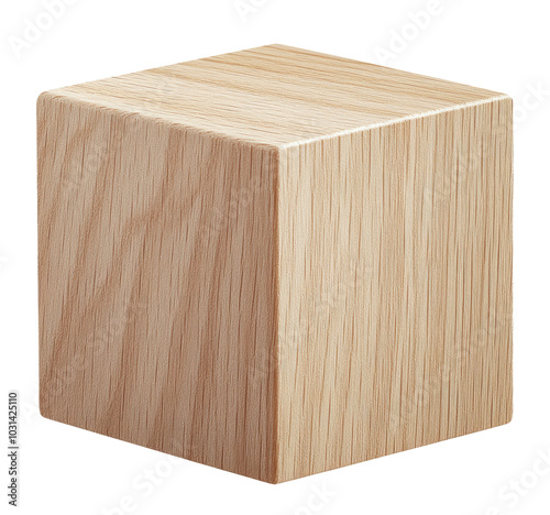 Wood cube isolated on transparent background