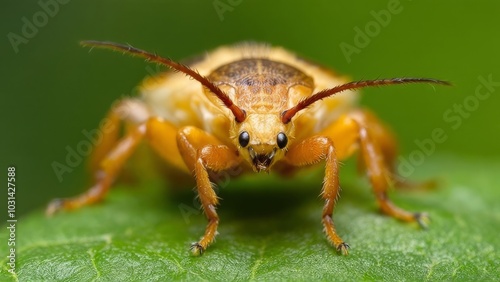 Cockchafer beetle looking over leaf in Vechta, Germany