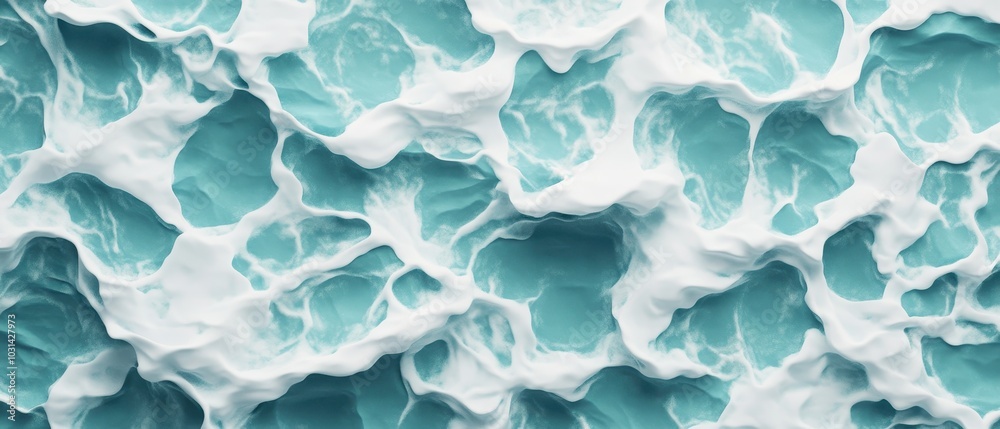 Abstract 3D Render of Ocean Waves, Turquoise Water with White Foam Texture Abstract 3D Render of Ocean Waves, Turquoise Water with White Foam Texture
