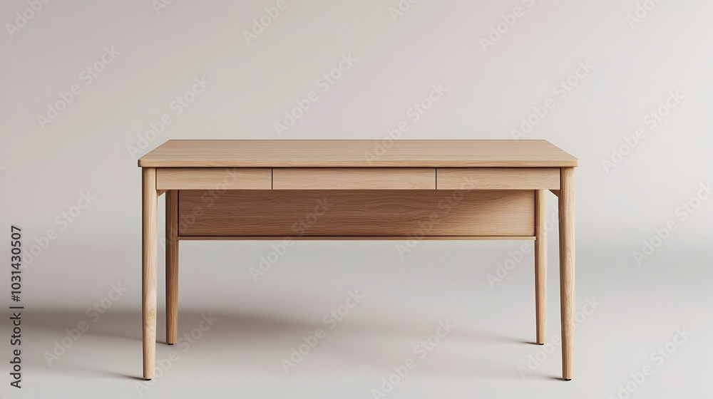 Minimalist Wooden Office Desk with Metal Accents for Creative Studio Space