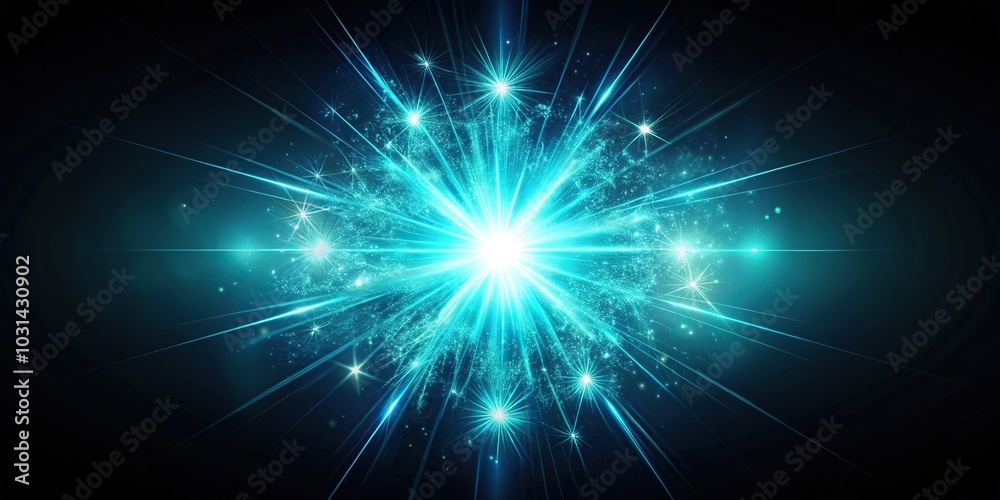 Fototapeta premium Wide-angle shot of a spark in dark cyan and orange