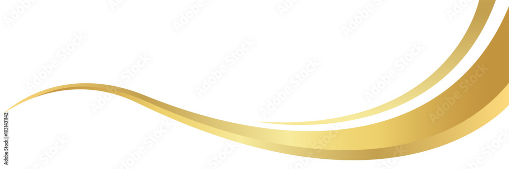 gold wave curve, golden wave corner shape for element, stripes ribbon golden graphic, striped gold