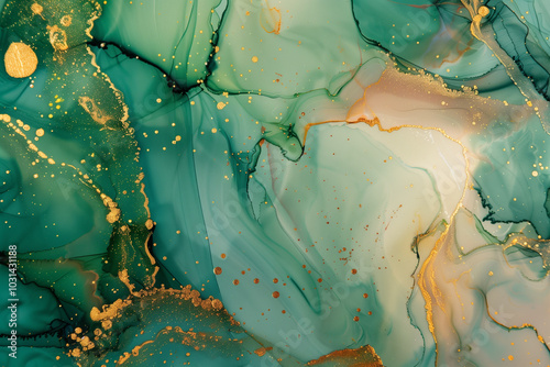  Colorful abstract marble ink artwork with gold foil and alcohol ink effects