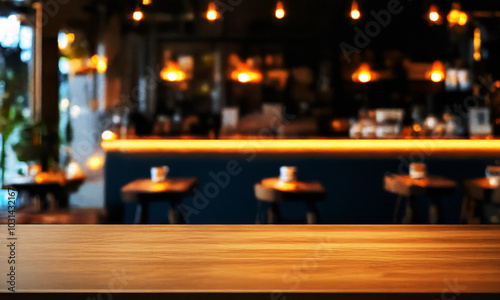PRODUCT BACKGROUND WITH OUTFOCUSED WARM CAFE BEHIND