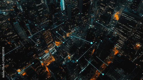 Wallpaper Mural Smart digital Innovation city with connection network reciprocity over the cityscape. of future smart wireless digital city and social media networking systems that connects people with in city Torontodigital.ca