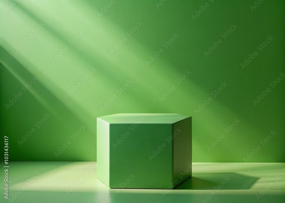 Green Mockup with Minimalist Podium for Vibrant Product Display Green Mockup with Minimalist Podium for Vibrant Product Display