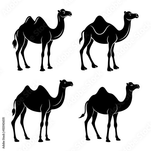 Hand Drawn Camel Black Silhouette Vector Illustration Design