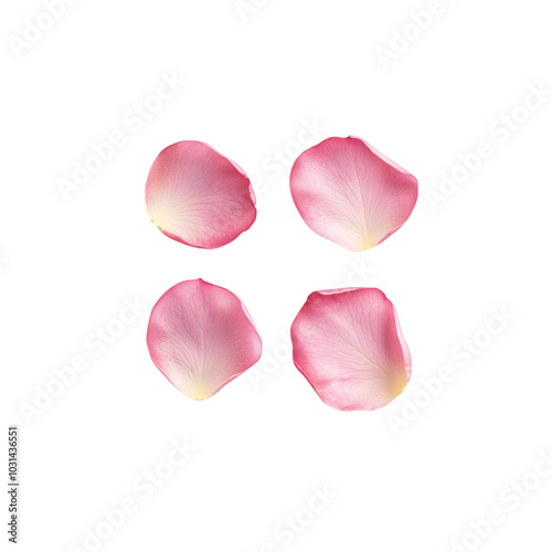 Fototapeta Naklejka Na Ścianę i Meble -  Set of pink rose petals on white background
