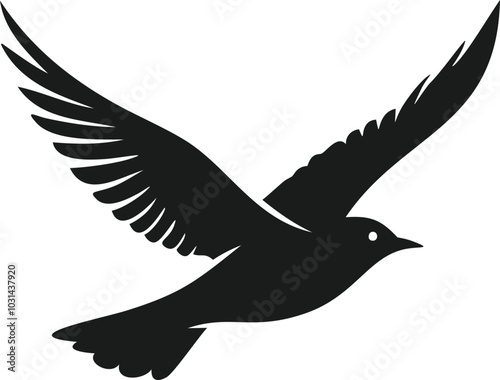 Silhouette of a bird flying free