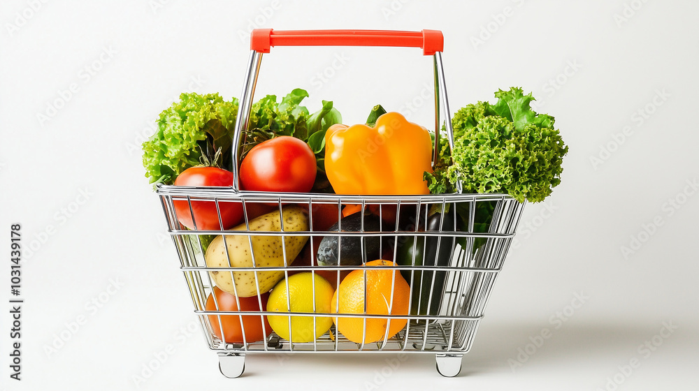 shopping cart with vegetables shopping cart with vegetables