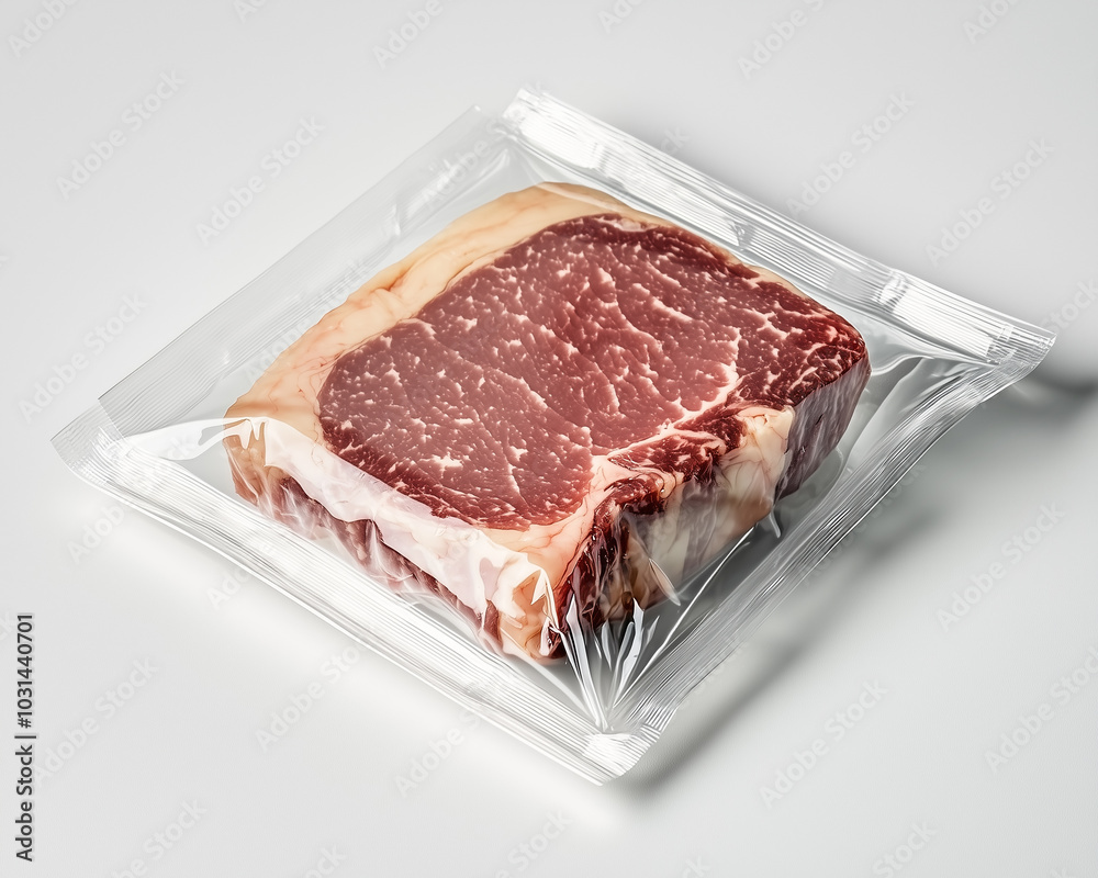 Fresh American Wagyu beef in a plastic container Fresh American Wagyu beef in a plastic container