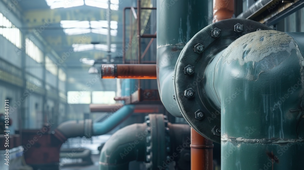 A pipe with a green cap is in a factory A pipe with a green cap is in a factory