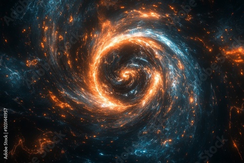 A swirling abstract vortex of fire and ice with glowing edges.