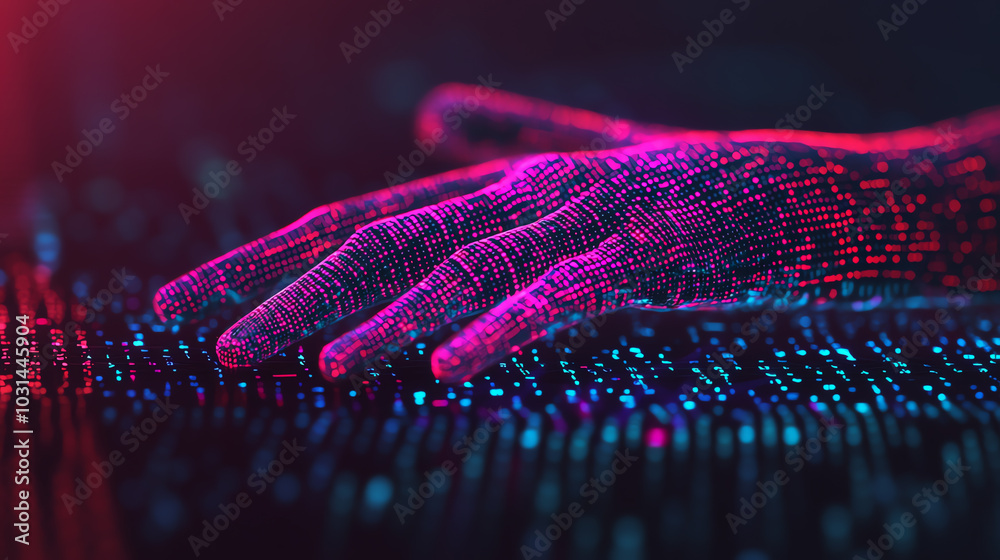 Digital hand with data visualization effects Digital hand with data visualization effects