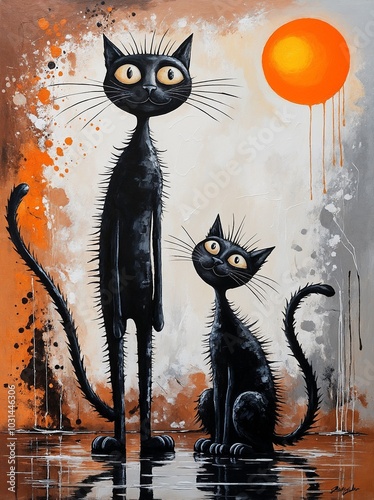 Dreamy Cats in an Abstract World