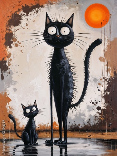 Dreamy Cats in an Abstract World