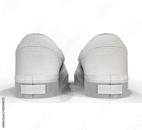 3D Rendered Illustration white Slip-On Shoes Realistic Back Perspective Transparent Background