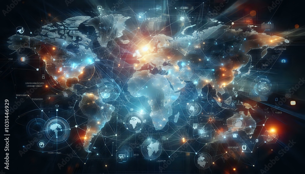 Fototapeta premium Global Connectivity: A Digital World Map