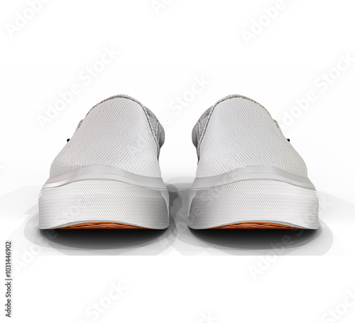 3D Rendered Illustration white Slip-On Shoes Realistic Front Perspective Transparent Background