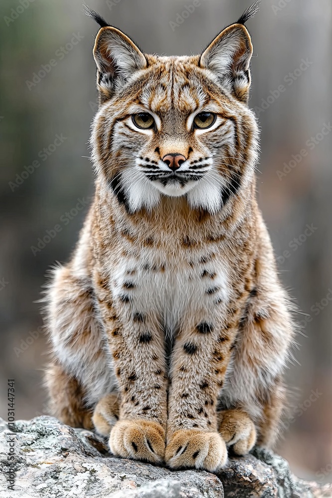Fototapeta premium Iberian Lynx on Rocky Outcrop in Natural Habitat
