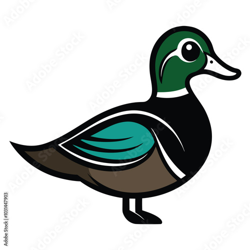 Solid color Wood Duck animal vector design