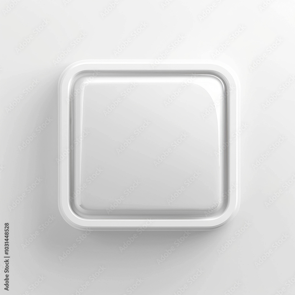 White square button on white background. White square button on white background.