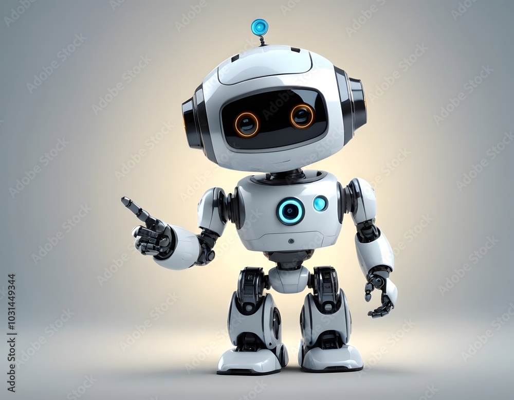 blue screen robot Positive cute robot pointing at a space. Copy space, ai generated
blue screen robot Positive cute robot pointing at a space. Copy space, ai generated