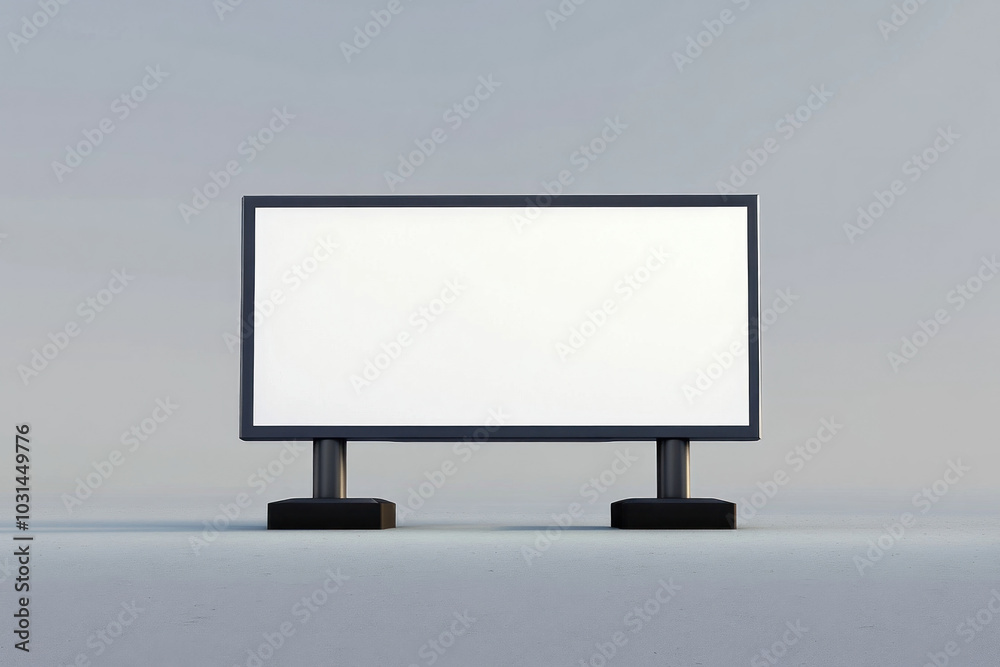 Empty billboard on a stand in a bustling city street. Empty billboard on a stand in a bustling city street.
