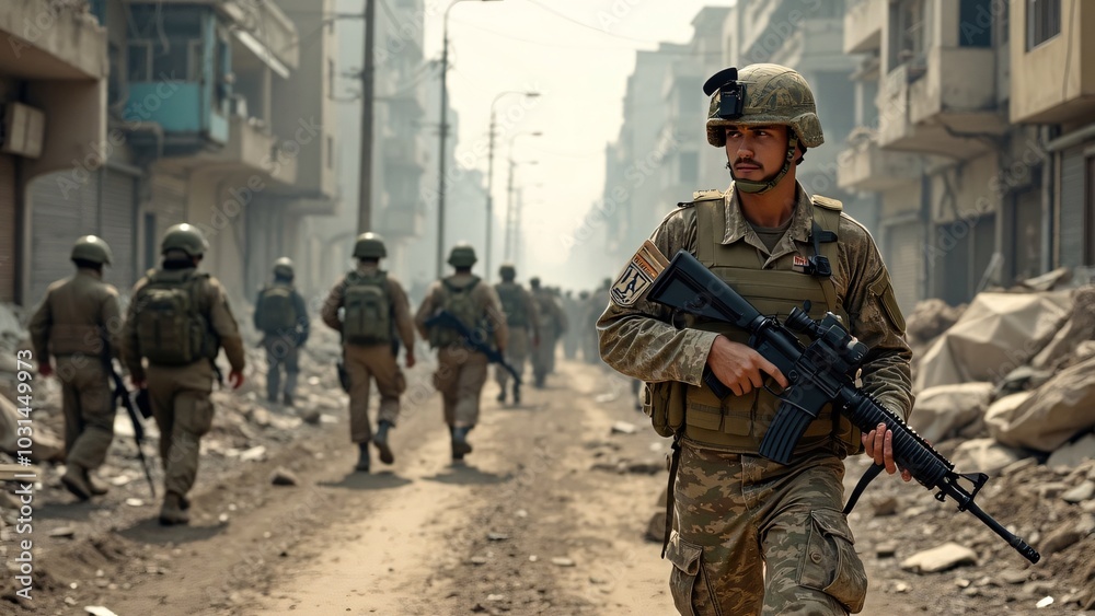 Fototapeta premium soldier with rifle