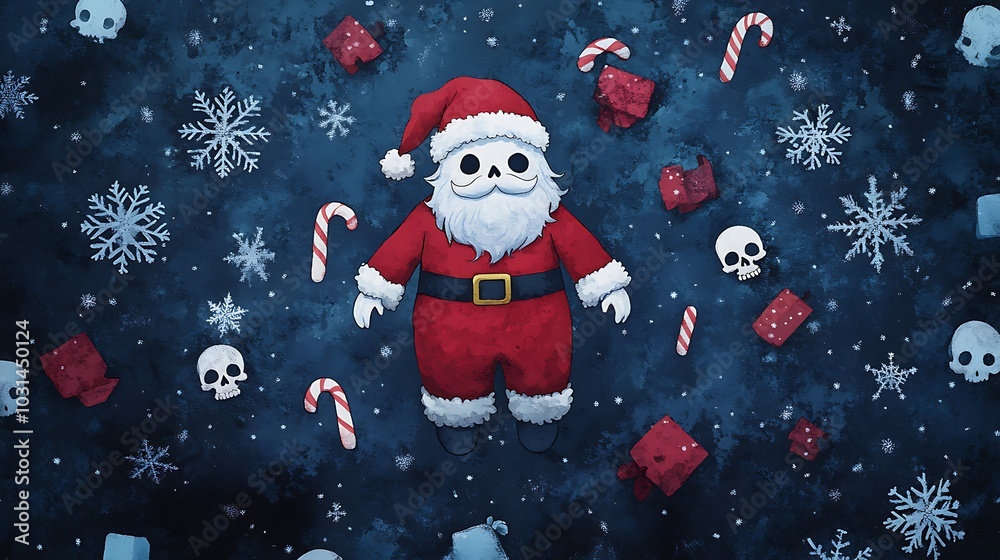 Naklejka premium Ghostly Santa Figure Floating in the Sky