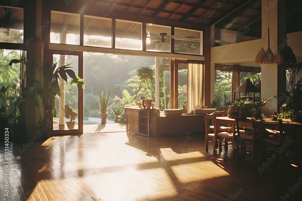 Fototapeta premium modern living room, open plan living room in bali
