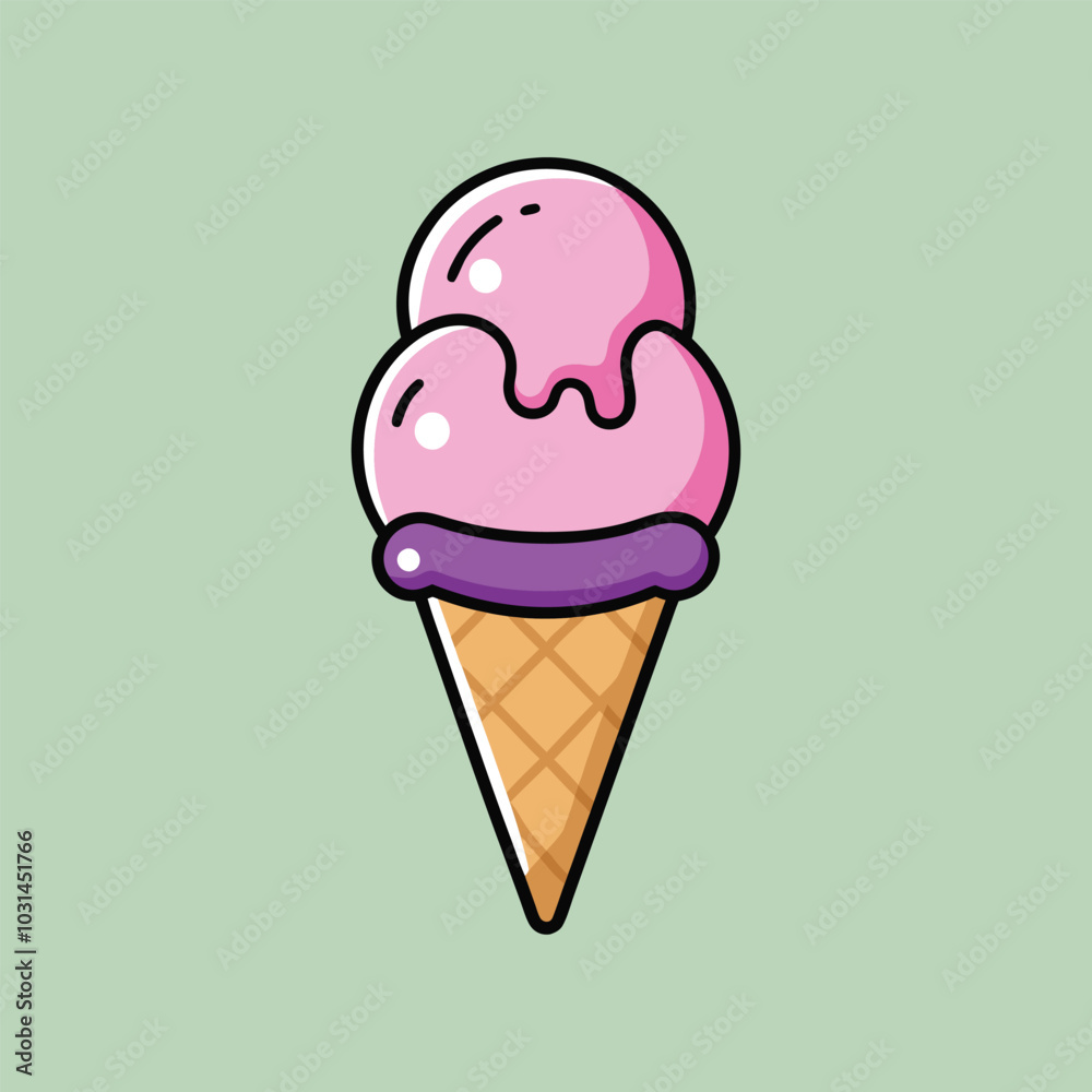 Delicious Strawberry Ice Cream Cone Vector Logo for Food Branding Delicious Strawberry Ice Cream Cone Vector Logo for Food Branding