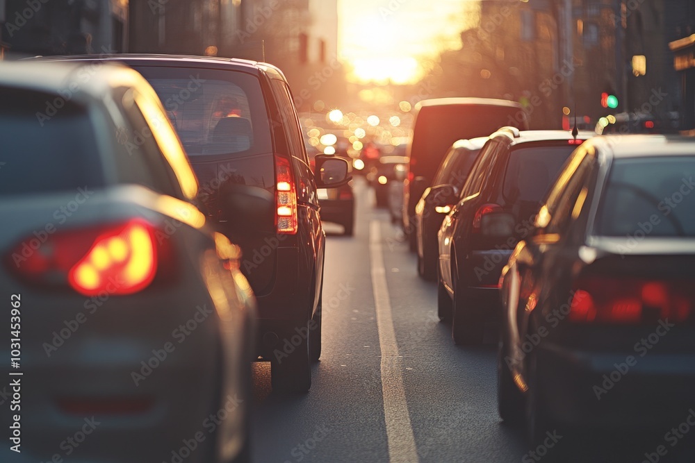 Traffic Jam at Sunset. Traffic Jam at Sunset.