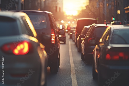 Traffic Jam at Sunset.